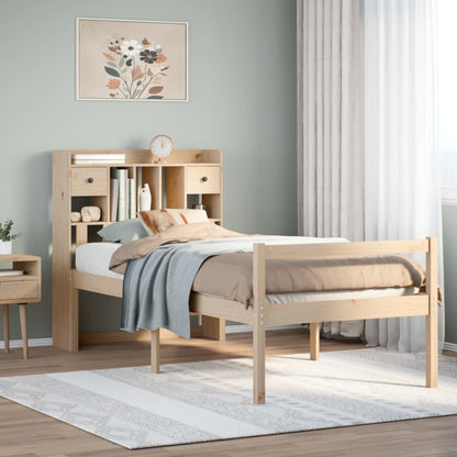 Letto Libreria senza Materasso 90x200 cm Legno Massello Pino