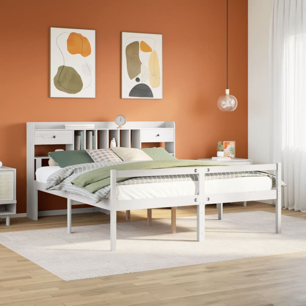 Giroletto con Libreria senza Materasso 180x200 cm in Legno Pino | homemem39
