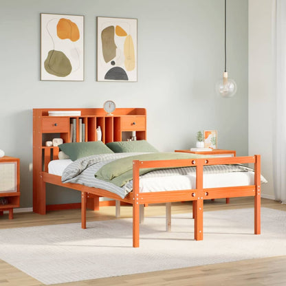 Letto Libreria senza Materasso Marrone Cera 135x190 cm in Pino - homemem39