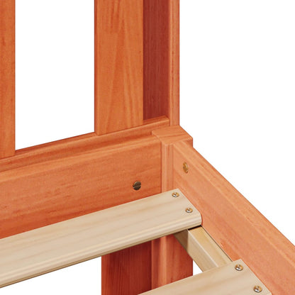 Letto Libreria senza Materasso Marrone Cera 140x200 cm in Pino