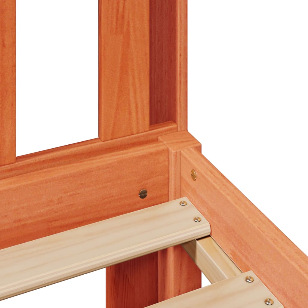 Letto Libreria senza Materasso Marrone Cera 150x200 cm in Pino - homemem39