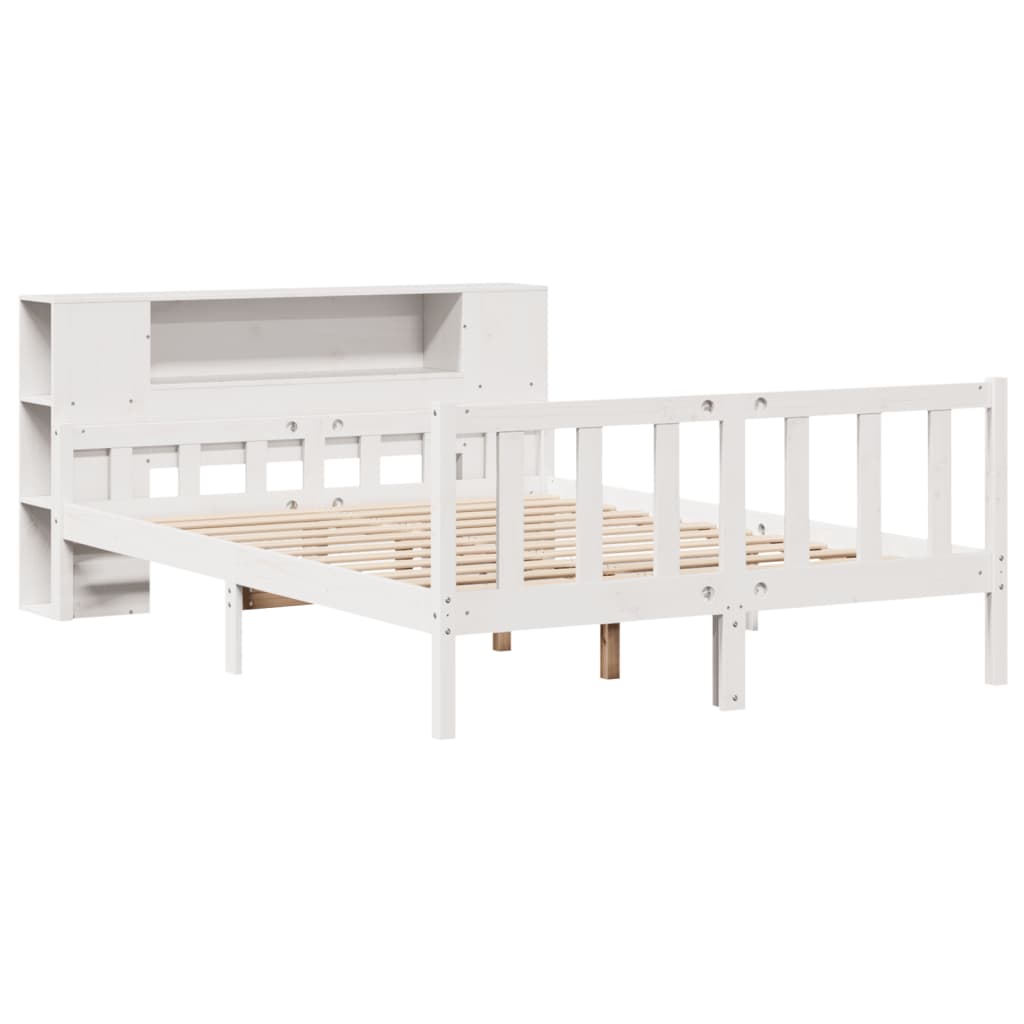 Letto Libreria senza Materasso Bianco 150x200 cm Legno di Pino - homemem39