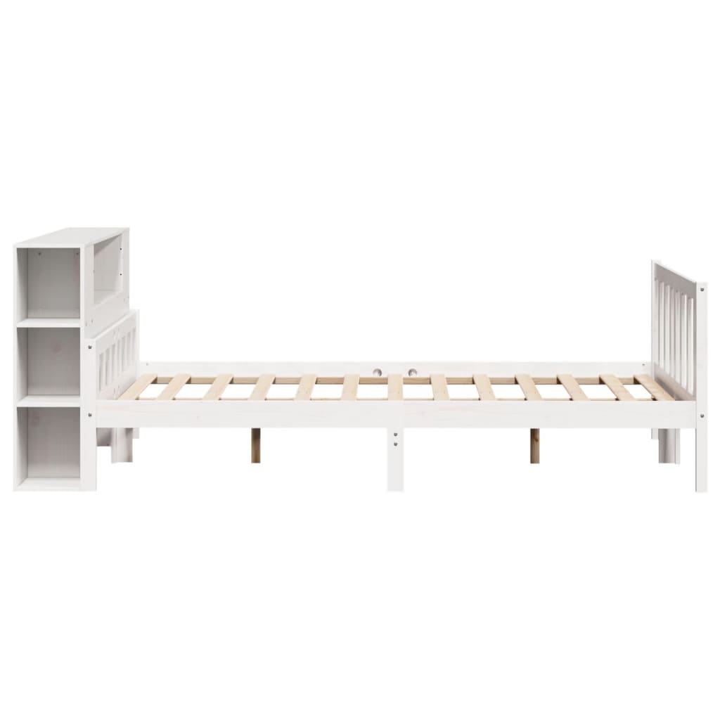 Letto Libreria senza Materasso Bianco 150x200 cm Legno di Pino - homemem39