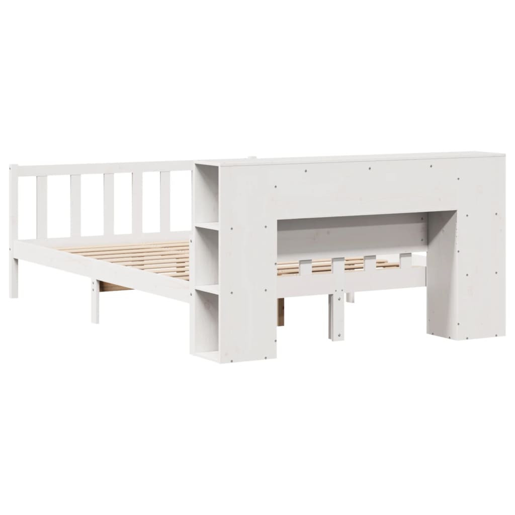 Letto Libreria senza Materasso Bianco 150x200 cm Legno di Pino | homemem39