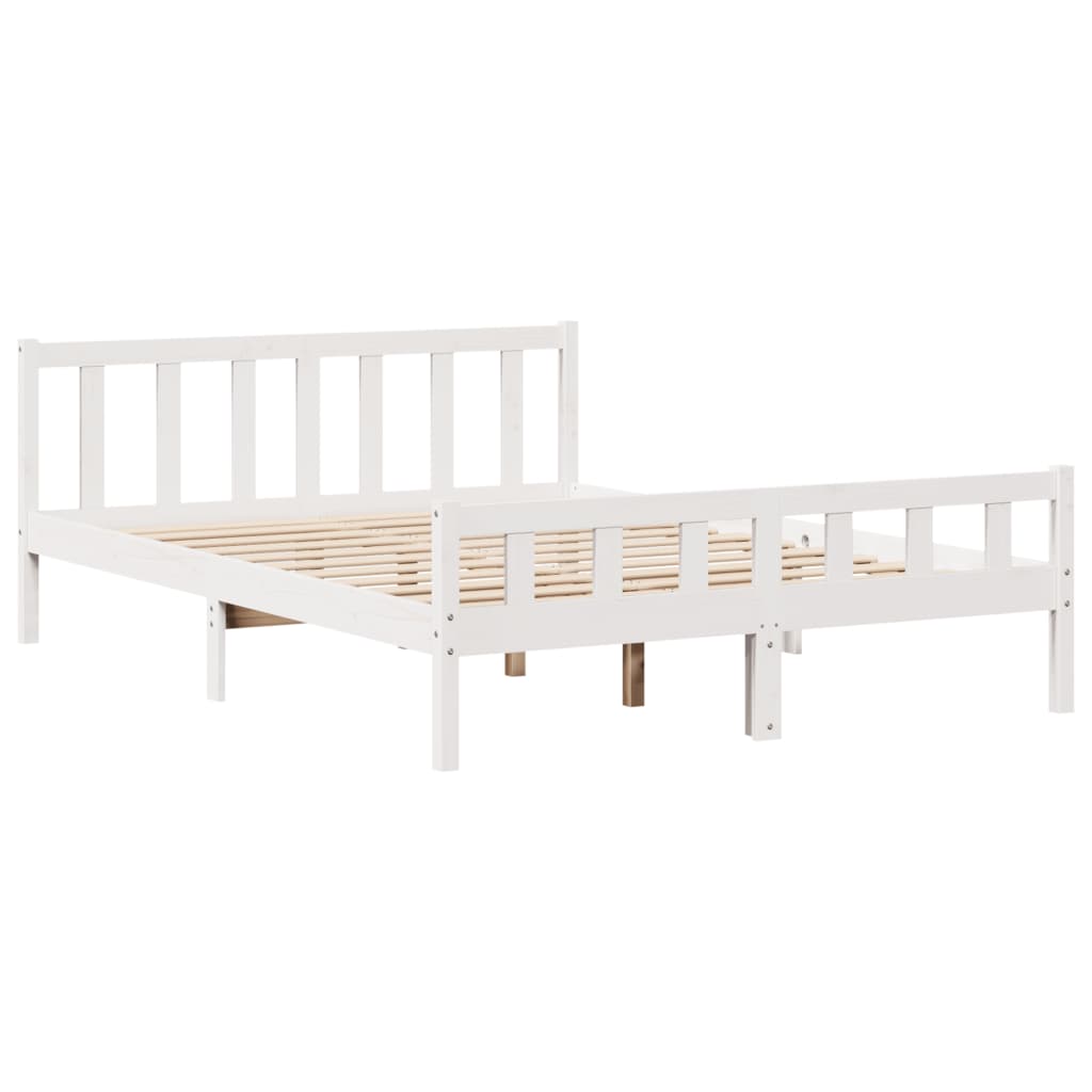 Letto Libreria senza Materasso Bianco 150x200 cm Legno di Pino - homemem39
