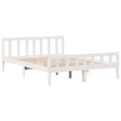 Letto Libreria senza Materasso Bianco 150x200 cm Legno di Pino - homemem39