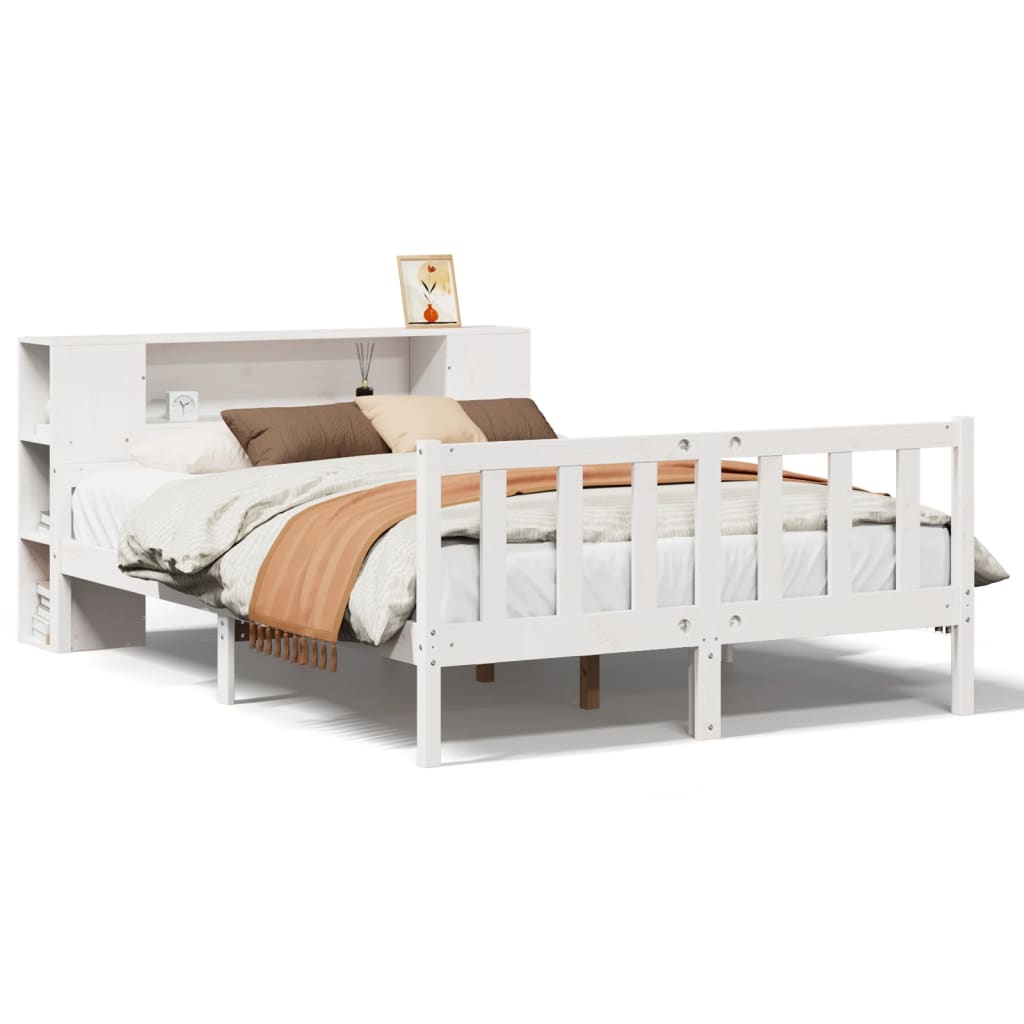 Letto Libreria senza Materasso Bianco 160x200 cm Legno di Pino - homemem39