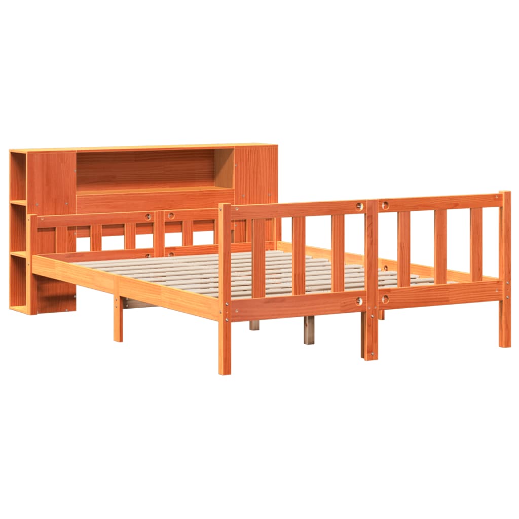Letto Libreria senza Materasso Marrone Cera 150x200 cm Legno | homemem39