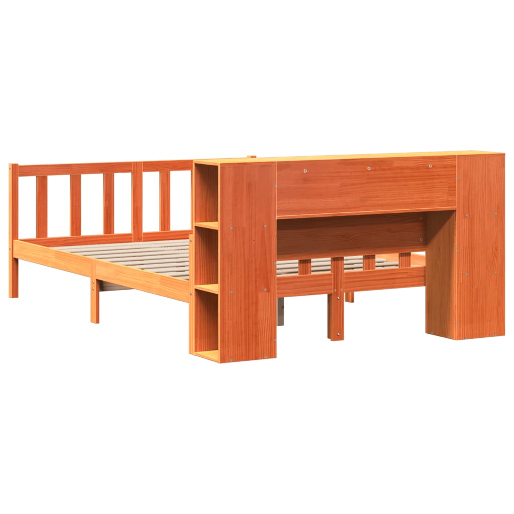Letto Libreria senza Materasso Marrone Cera 150x200 cm Legno | homemem39