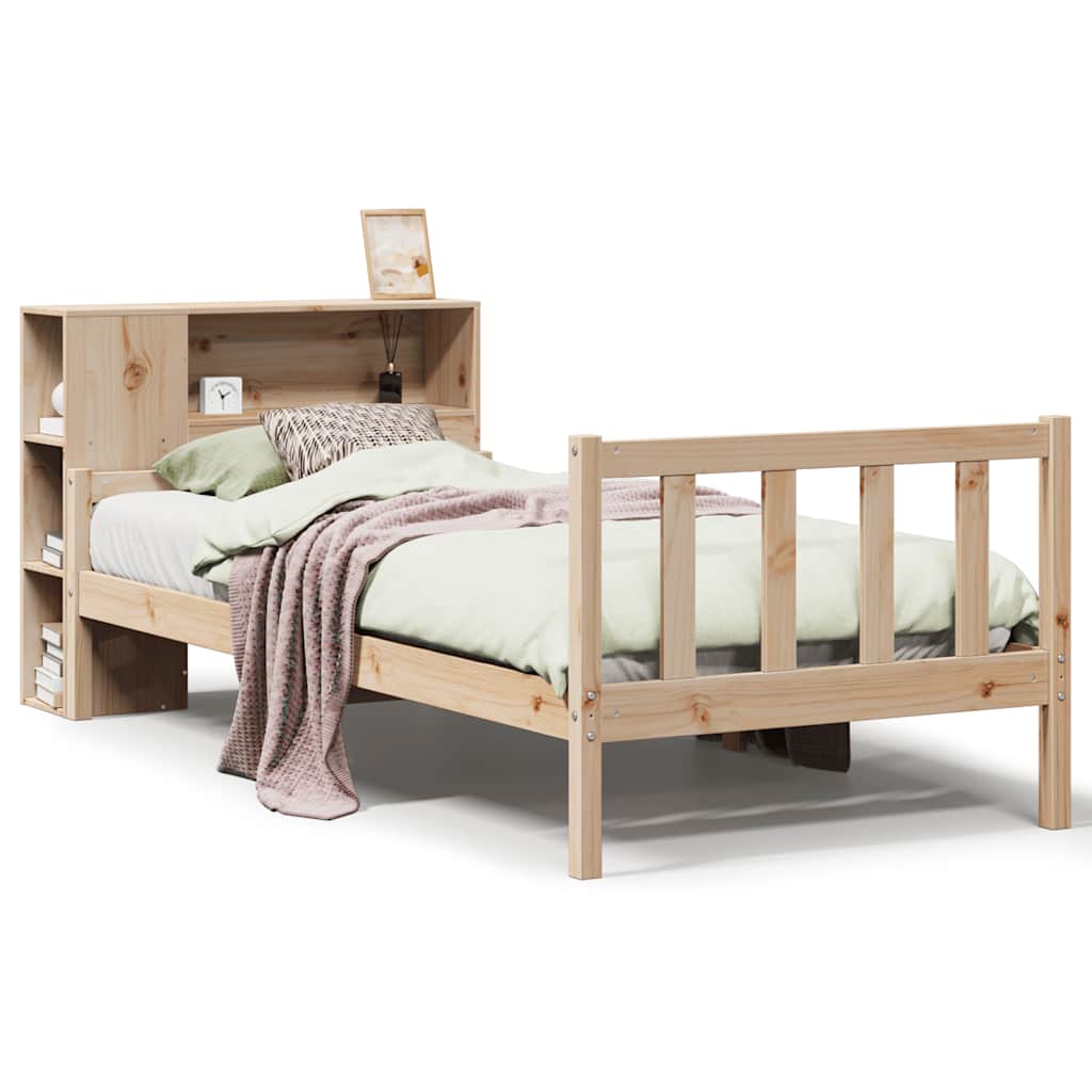 Letto Libreria senza Materasso 90x190 cm Legno Massello Pino - homemem39