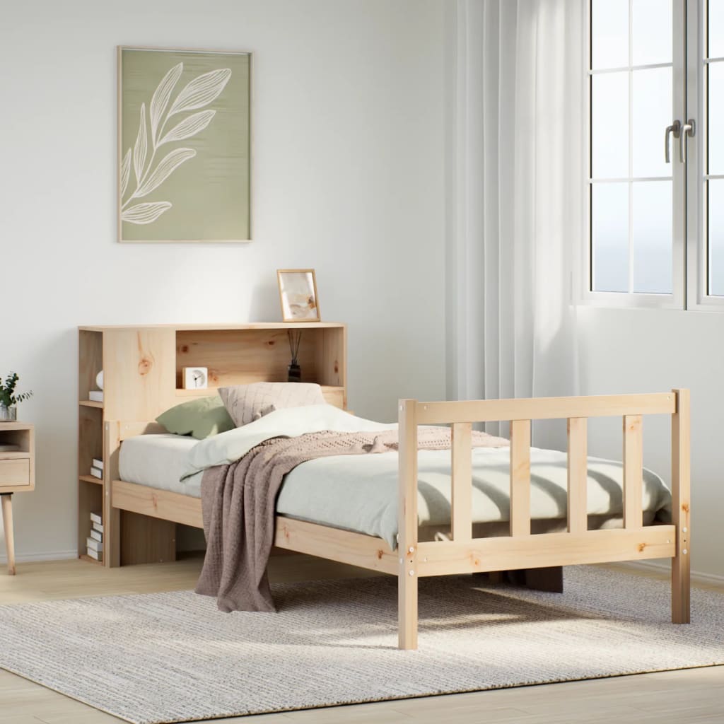 Letto Libreria senza Materasso 100x200 cm in Legno di Pino - homemem39