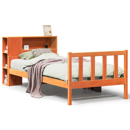Letto Libreria senza Materasso Marrone Cera 75x190 cm Legno - homemem39