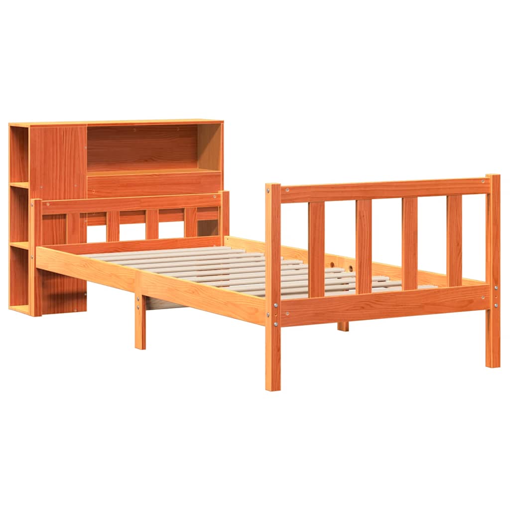 Letto Libreria senza Materasso Marrone Cera 75x190 cm Legno - homemem39