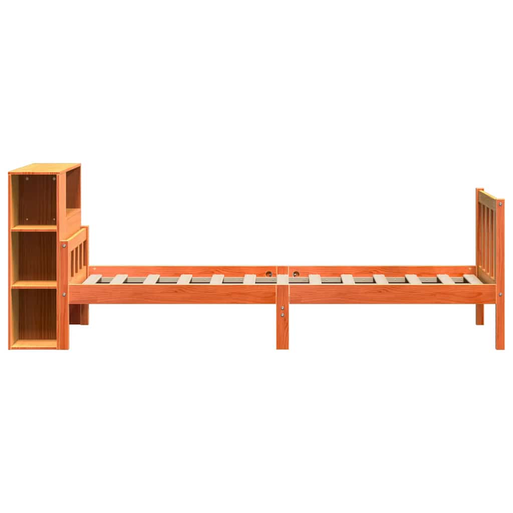 Letto Libreria senza Materasso Marrone Cera 75x190 cm Legno - homemem39
