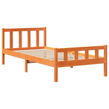 Letto Libreria senza Materasso Marrone Cera 75x190 cm Legno - homemem39