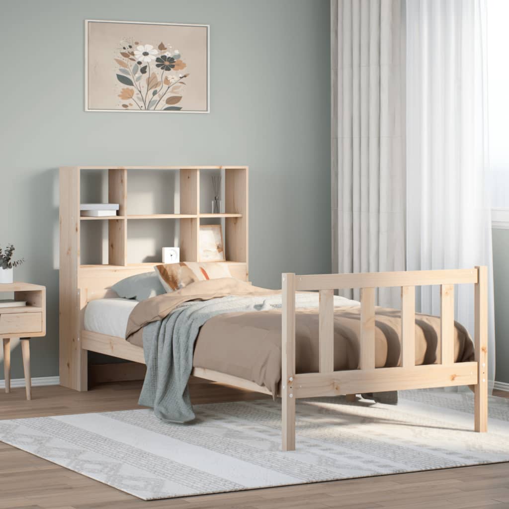 Letto Libreria senza Materasso 90x190 cm Legno Massello Pino - homemem39