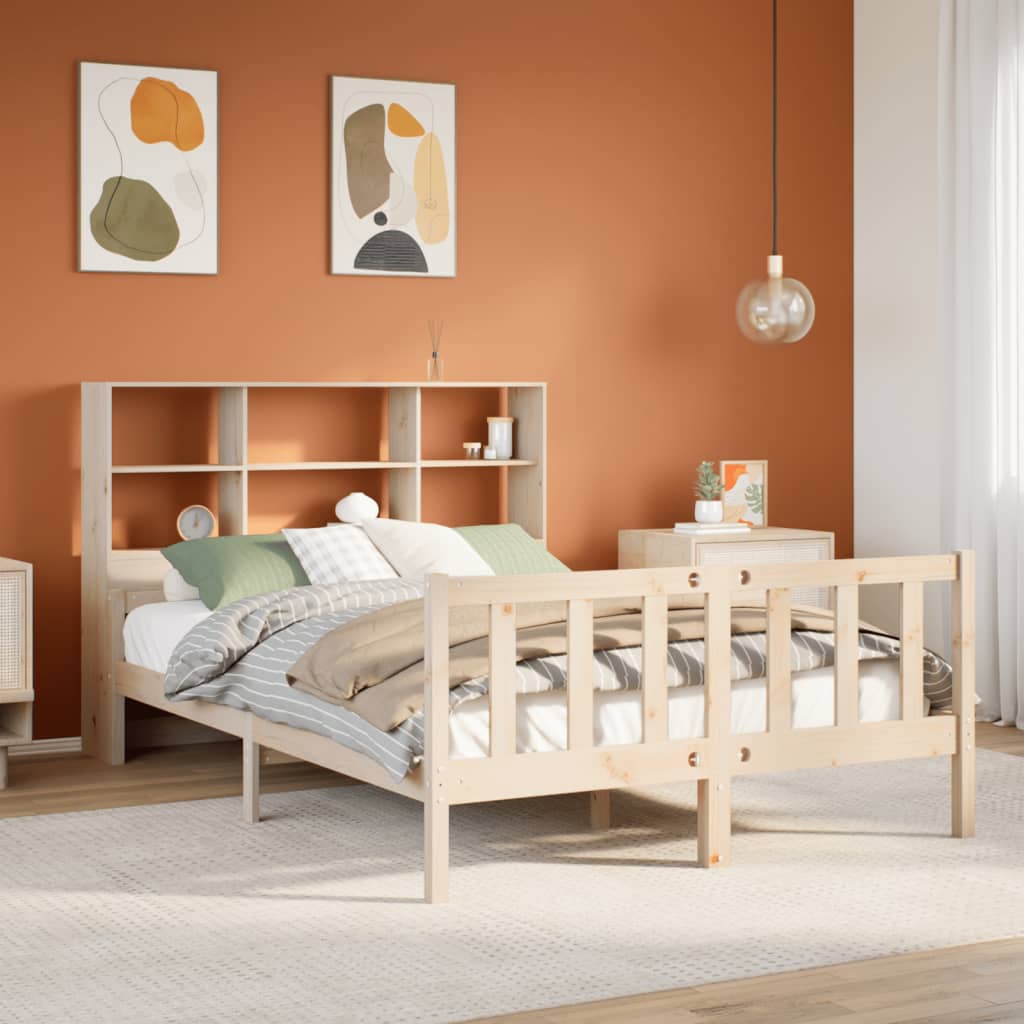 Letto Libreria senza Materasso 160x200 cm in Legno di Pino - homemem39