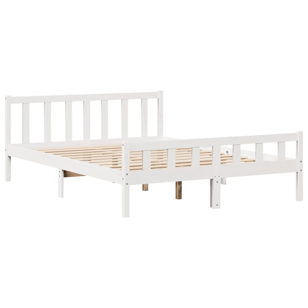 Letto Libreria senza Materasso Bianco 160x200 cm Legno di Pino - homemem39