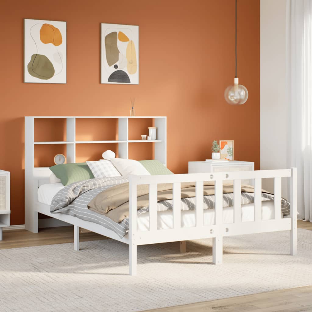 Letto Libreria senza Materasso Bianco 160x200 cm Legno di Pino - homemem39