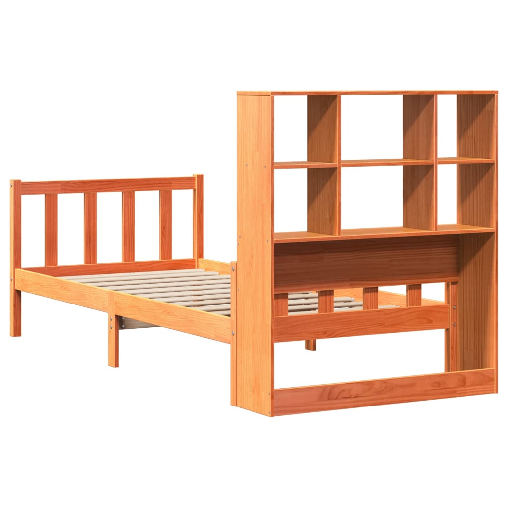 Letto Libreria senza Materasso Marrone Cera 75x190 cm Legno - homemem39