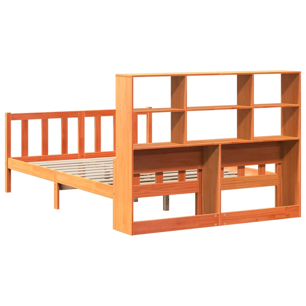 Letto Libreria senza Materasso Marrone Cera 160x200 cm Legno - homemem39