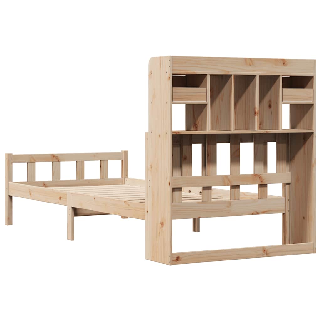 Letto Libreria senza Materasso 90x190 cm Legno Massello Pino - homemem39