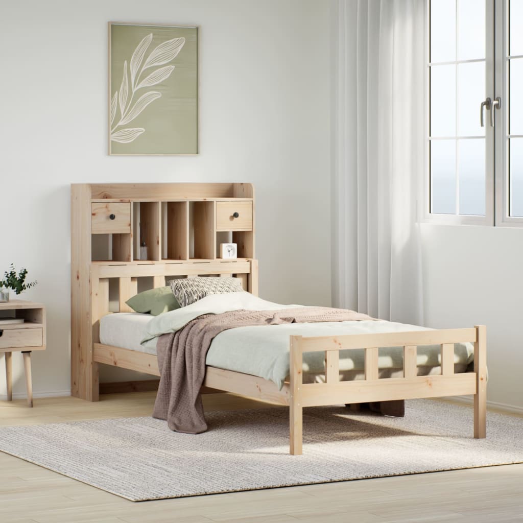 Letto Libreria senza Materasso 100x200 cm in Legno di Pino - homemem39