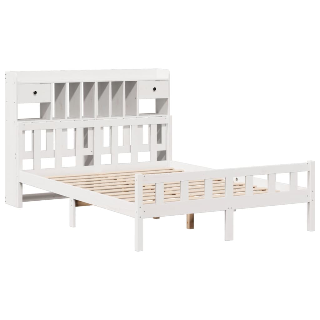 Letto Libreria senza Materasso Bianco 150x200 cm Legno di Pino - homemem39