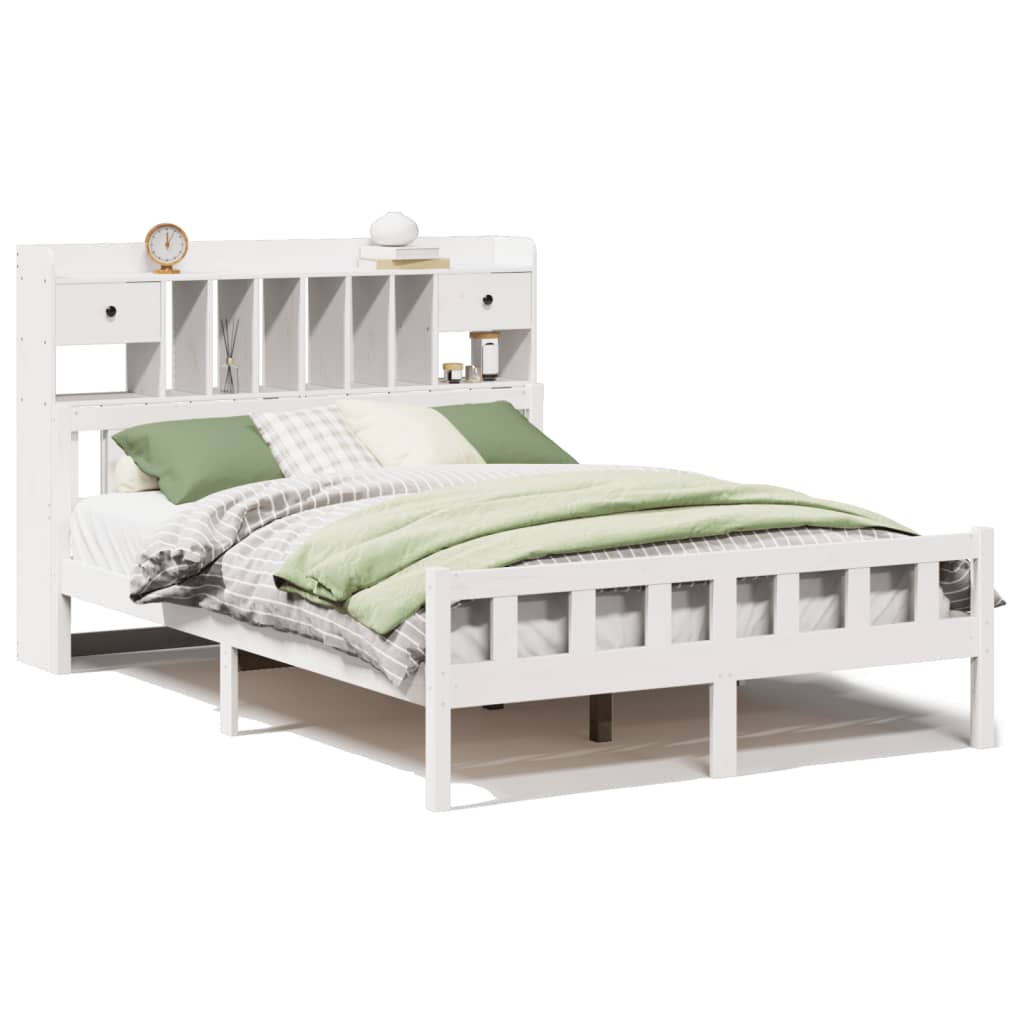 Letto Libreria senza Materasso Bianco 160x200 cm Legno di Pino - homemem39