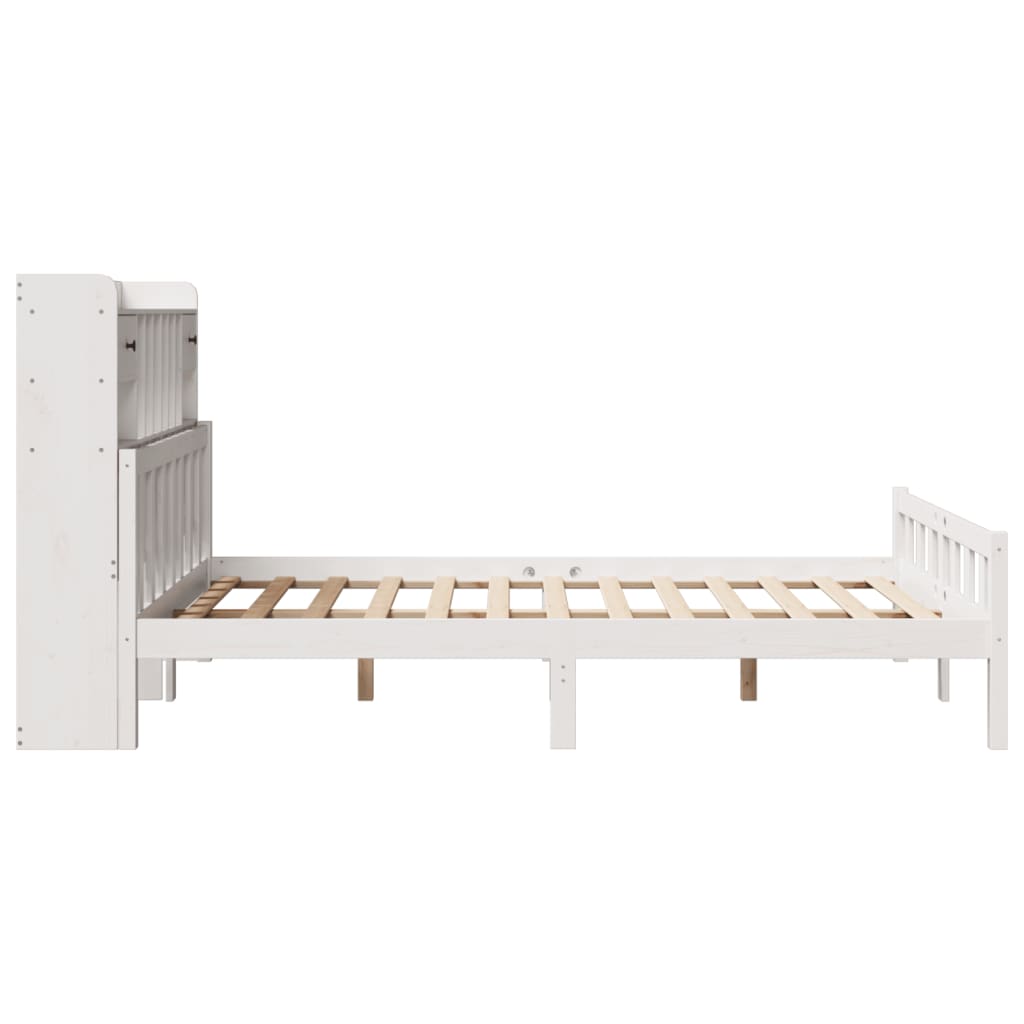 Letto Libreria senza Materasso Bianco 160x200 cm Legno di Pino - homemem39