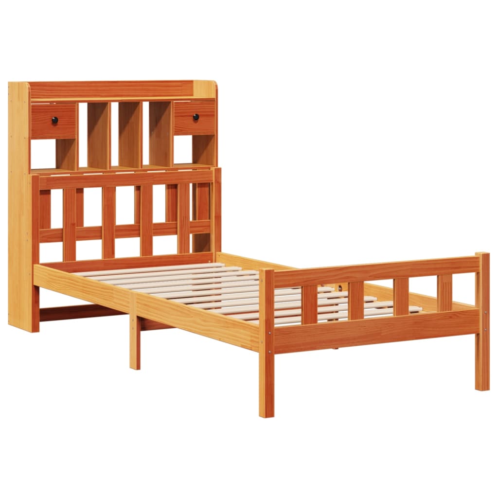 Letto Libreria senza Materasso Marrone Cera 75x190 cm in Pino - homemem39