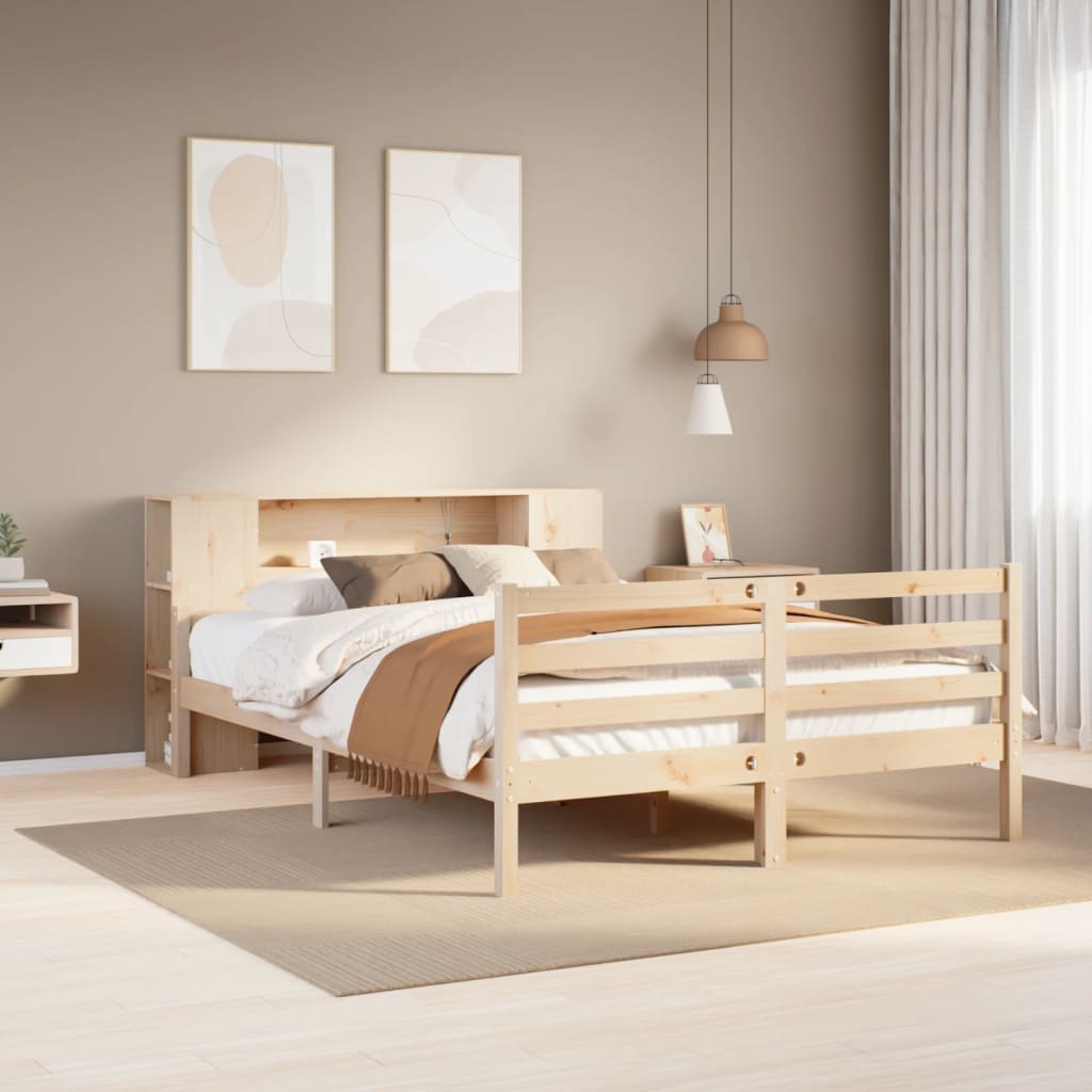 Letto Libreria senza Materasso 135x190 cm in Legno di Pino - homemem39