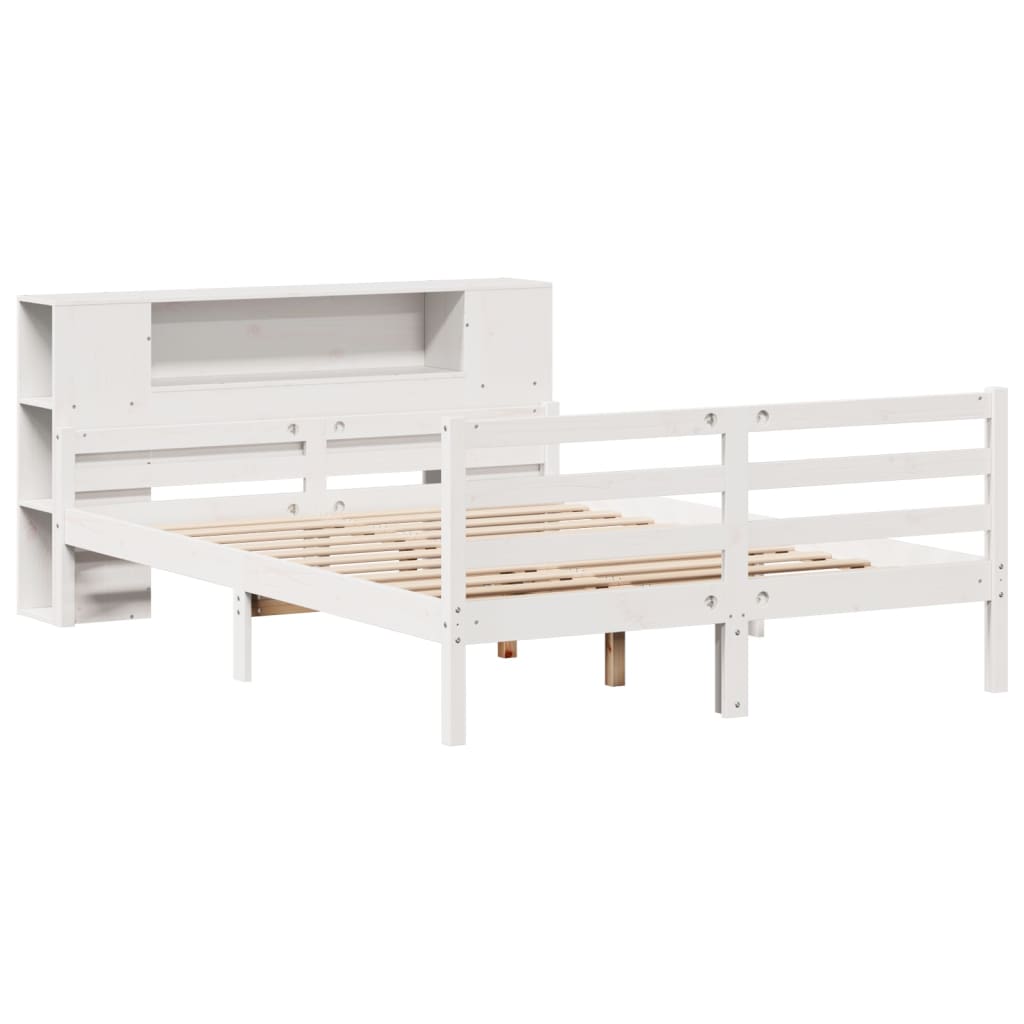 Letto Libreria senza Materasso Bianco 135x190 cm Legno di Pino - homemem39