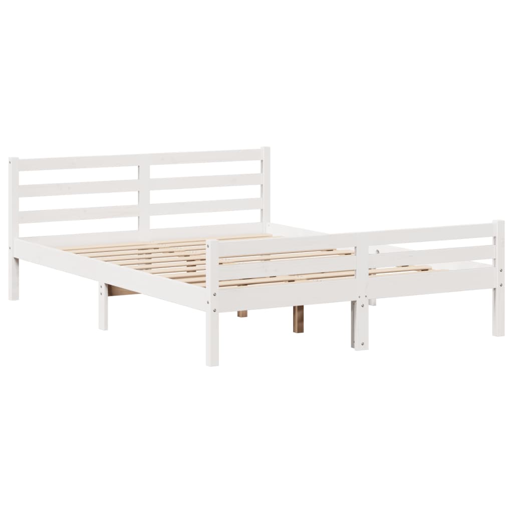 Letto Libreria senza Materasso Bianco 135x190 cm Legno di Pino - homemem39