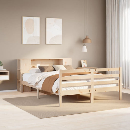 Letto Libreria senza Materasso 150x200 cm in Legno di Pino - homemem39