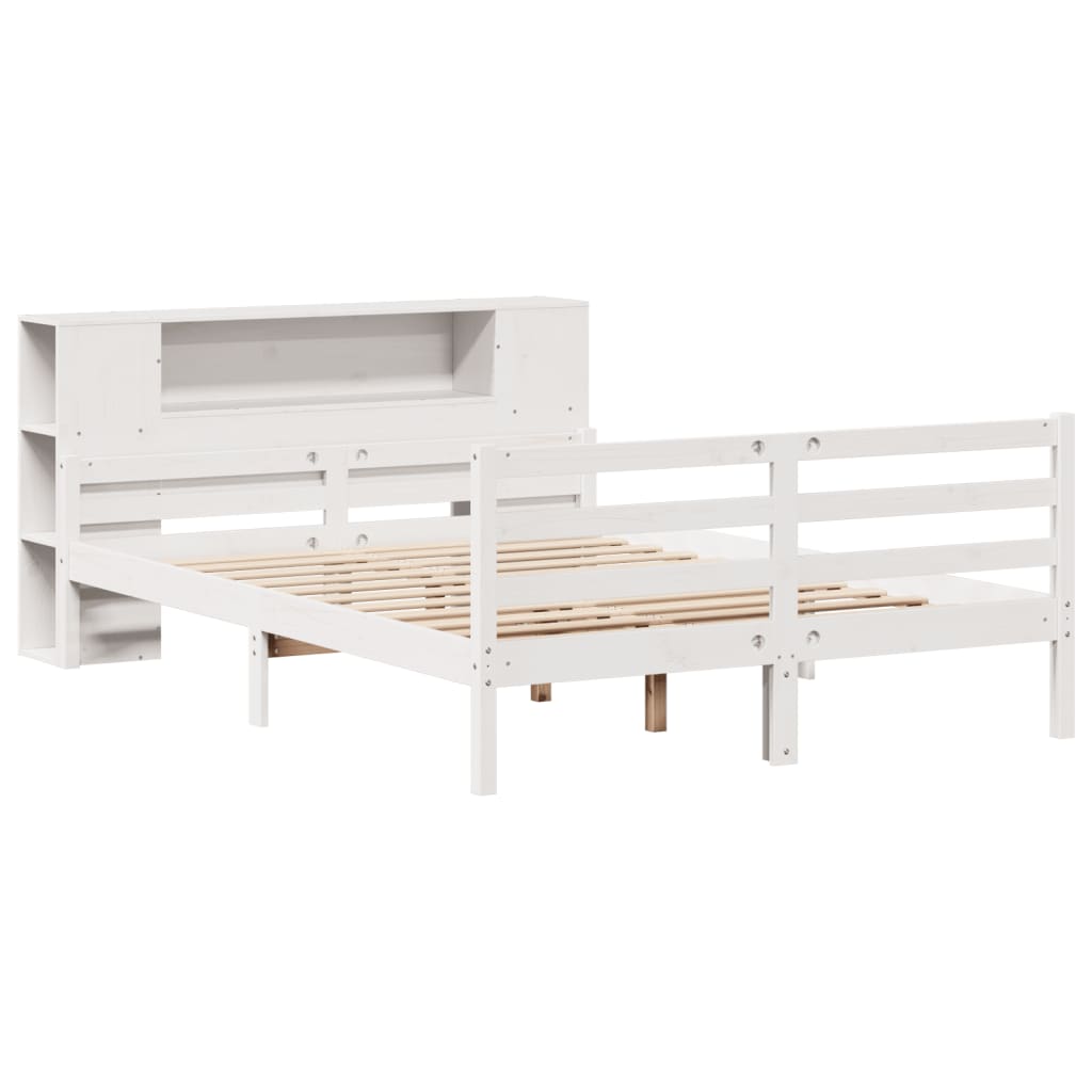 Letto Libreria senza Materasso Bianco 150x200 cm Legno di Pino - homemem39