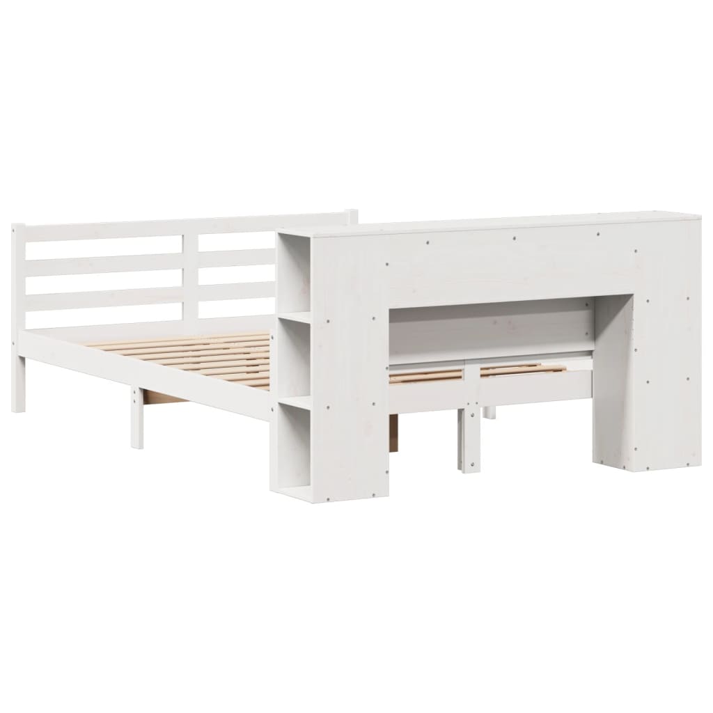 Letto Libreria senza Materasso Bianco 150x200 cm Legno di Pino - homemem39