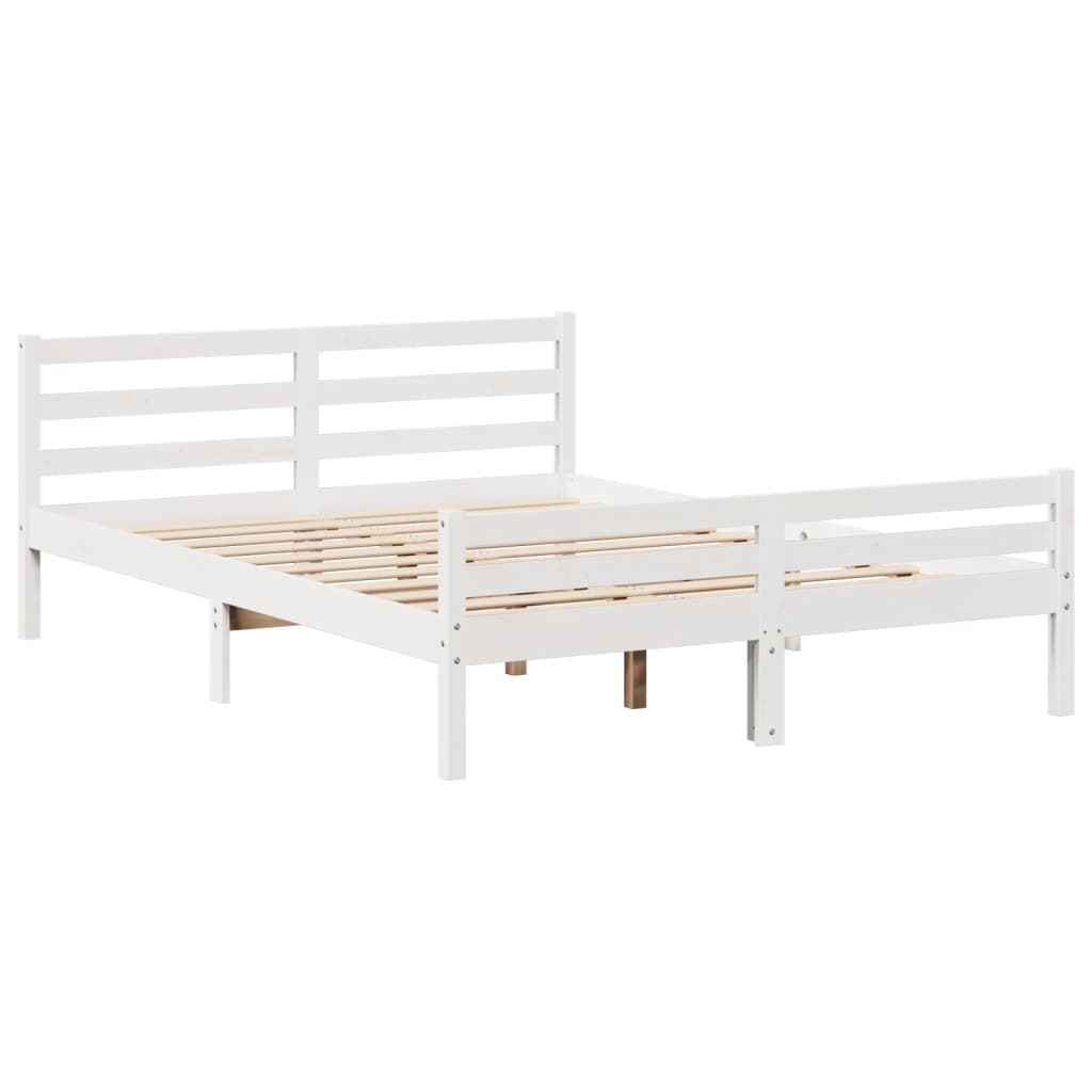Letto Libreria senza Materasso Bianco 150x200 cm Legno di Pino - homemem39