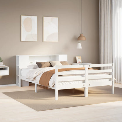 Letto Libreria senza Materasso Bianco 150x200 cm Legno di Pino - homemem39