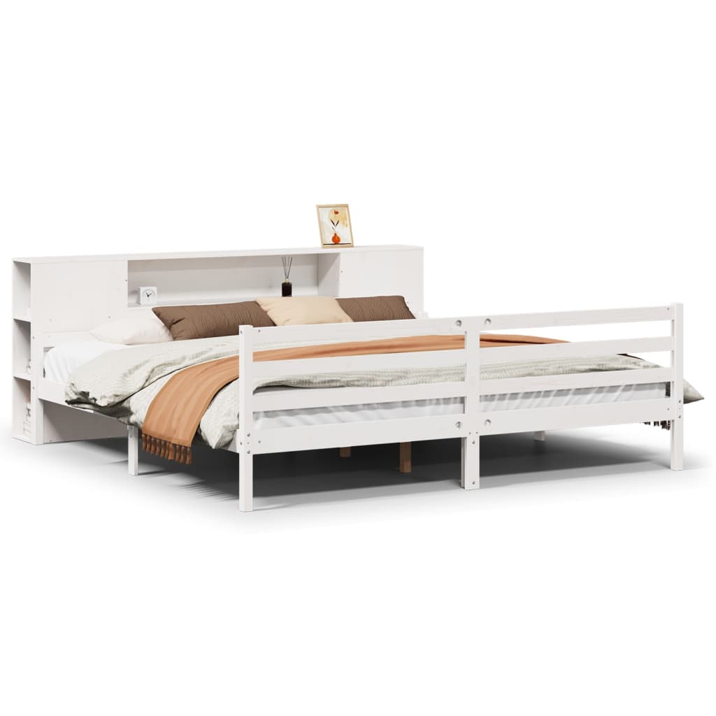Letto Libreria senza Materasso Bianco 200x200 cm Legno di Pino - homemem39
