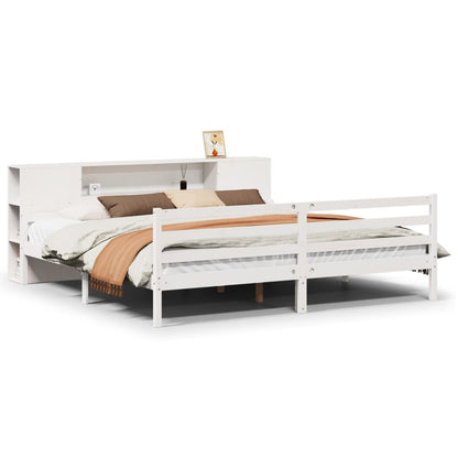 Letto Libreria senza Materasso Bianco 200x200 cm Legno di Pino - homemem39