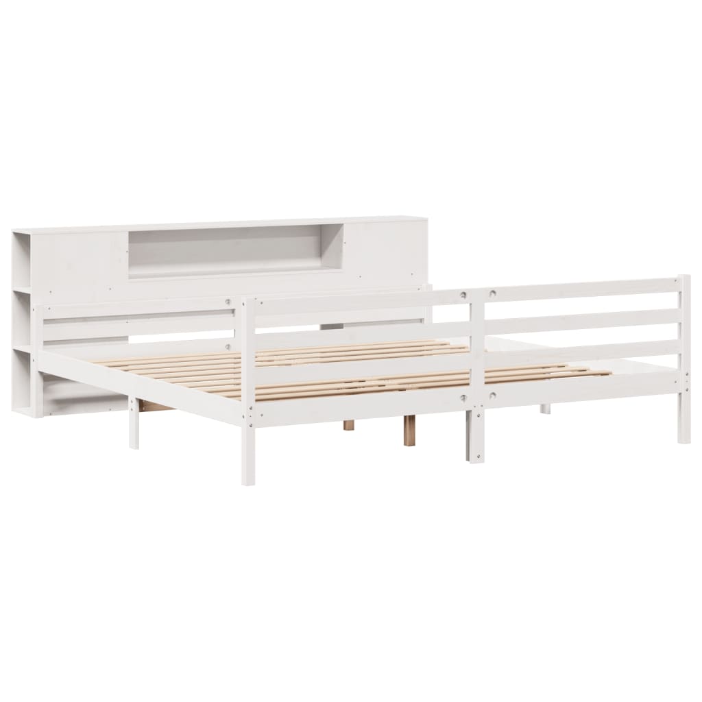 Letto Libreria senza Materasso Bianco 200x200 cm Legno di Pino - homemem39