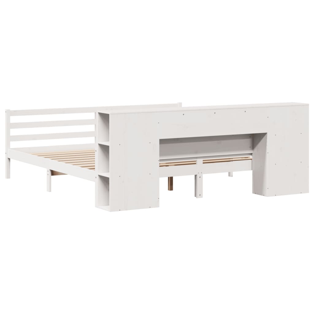 Letto Libreria senza Materasso Bianco 200x200 cm Legno di Pino - homemem39