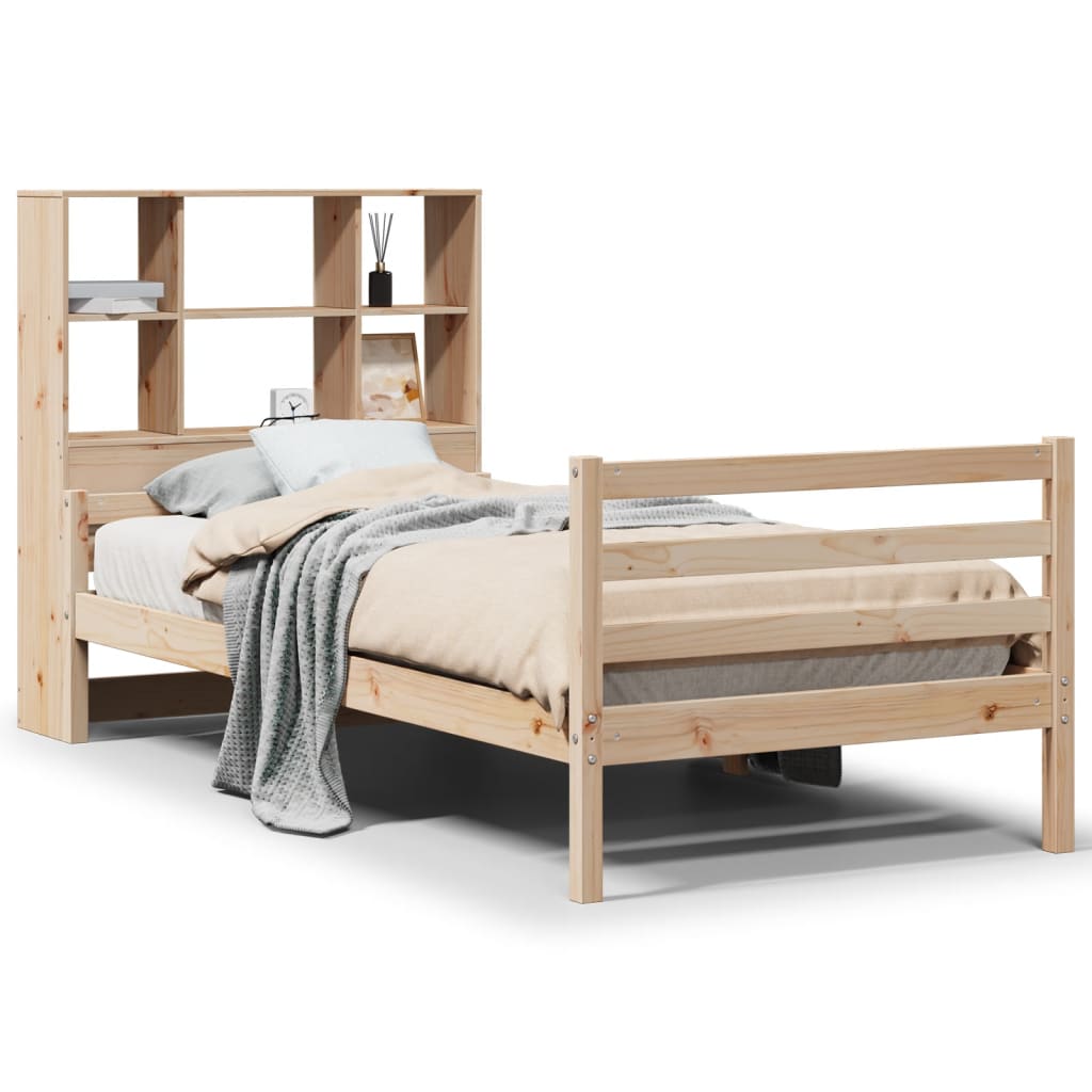 Letto Libreria senza Materasso 90x200 cm Legno Massello Pino - homemem39