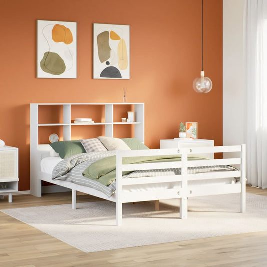 Letto Libreria senza Materasso Bianco 140x200 cm Legno di Pino - homemem39