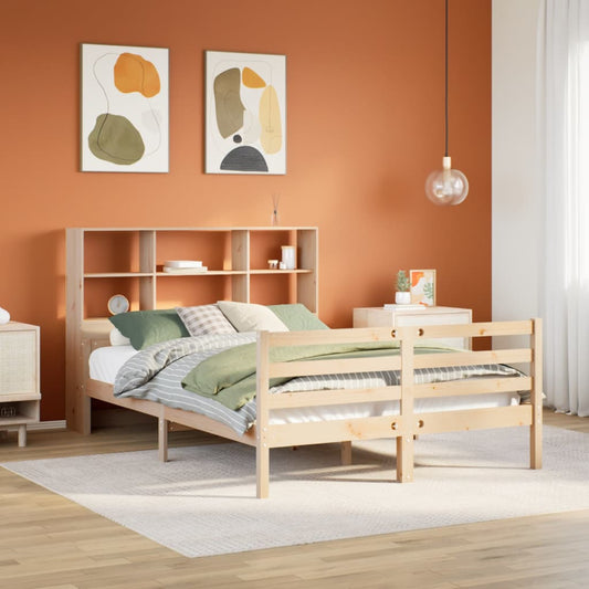 Letto Libreria senza Materasso 150x200 cm in Legno di Pino - homemem39
