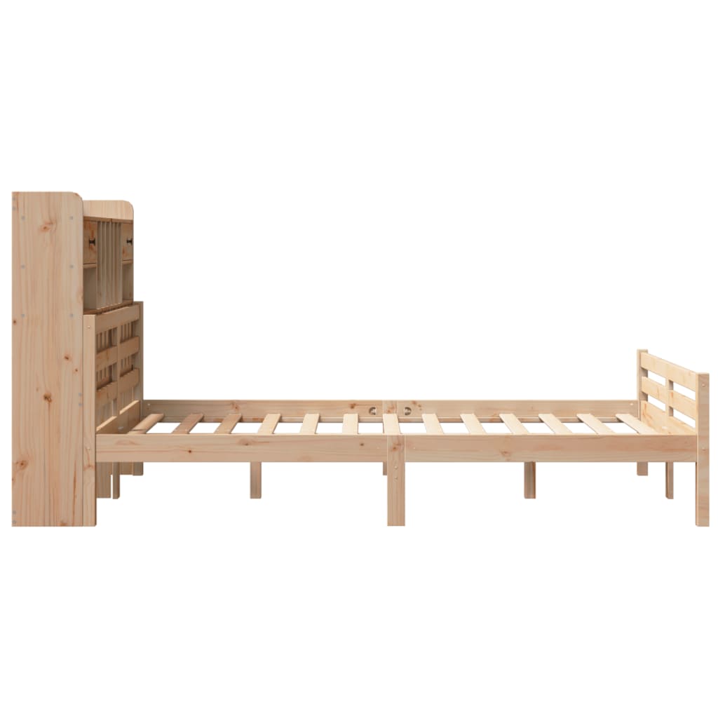 Letto Libreria senza Materasso 135x190 cm in Legno di Pino - homemem39