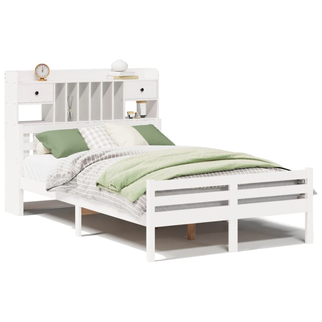 Letto Libreria senza Materasso Bianco 135x190 cm Legno di Pino - homemem39