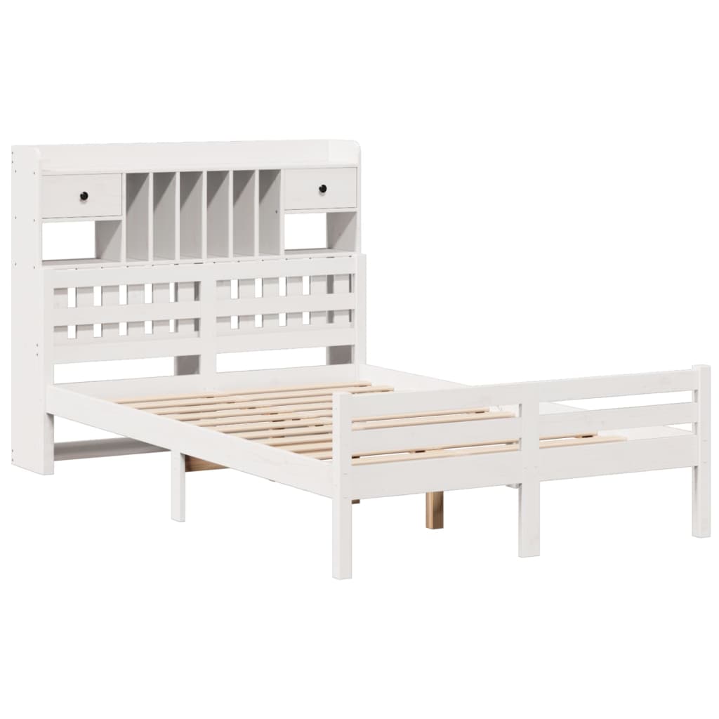 Letto Libreria senza Materasso Bianco 135x190 cm Legno di Pino - homemem39