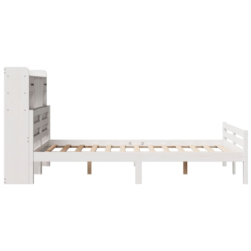 Letto Libreria senza Materasso Bianco 135x190 cm Legno di Pino - homemem39